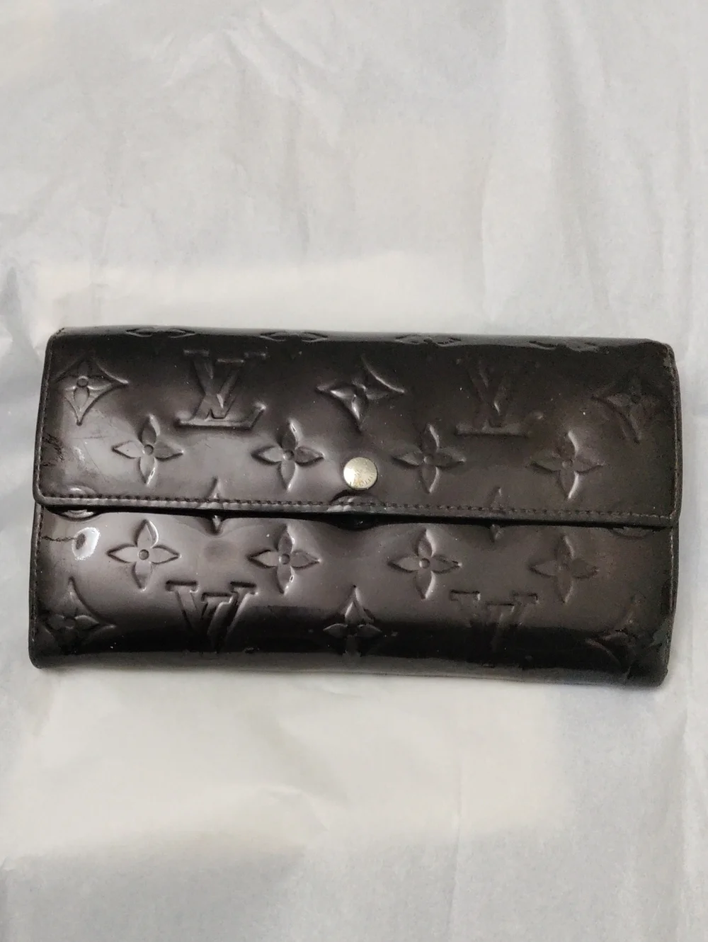 Louis Vuitton Vernis Long Wallet in Dark Burgundy Patent Leather